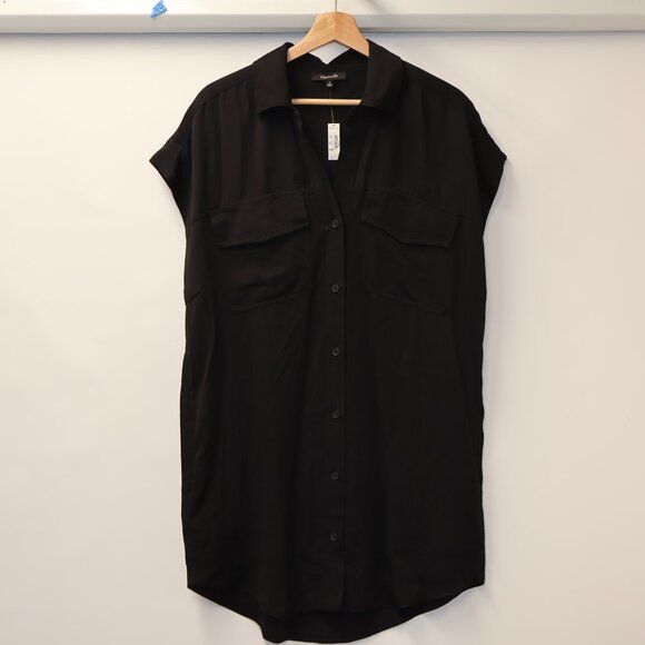 Madewell Elegant Black Button-Down Mini Dress - Picture 10 of 15
